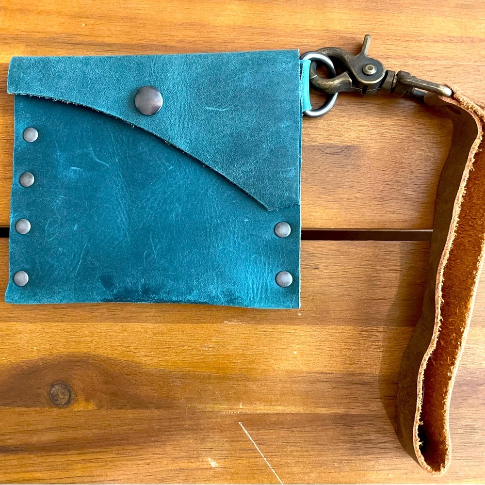 Handmade leather wristlet